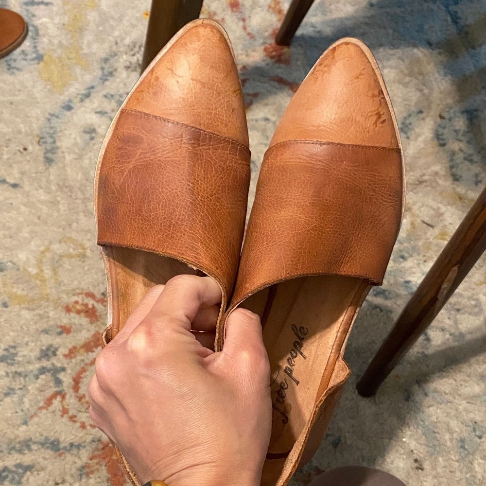 Free People Tan Leather Flats